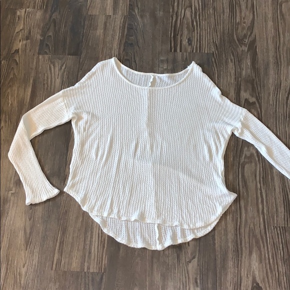 Tops - White Long Sleeve Waffle Tee